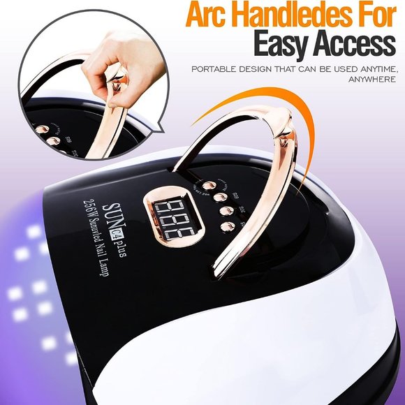 UV LED Gel Nail Art Manicure Lamp Dryer 256W Sleek Corded Plug-in with Handle - Picture 6 of 6